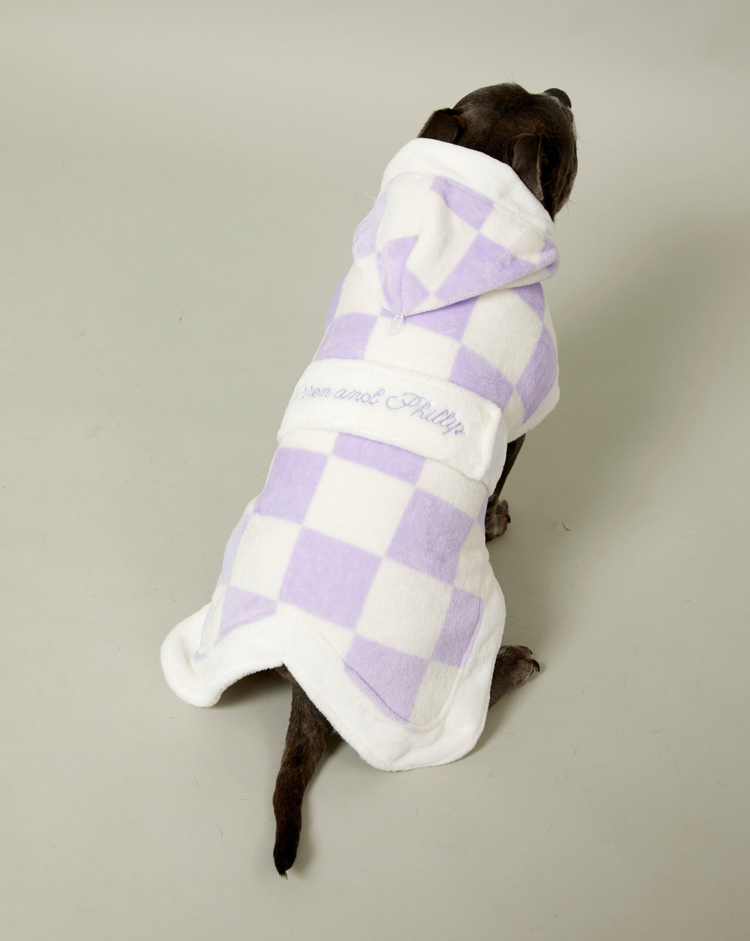 The Snuggle Buddy Dog Robe - Lilac Gingham