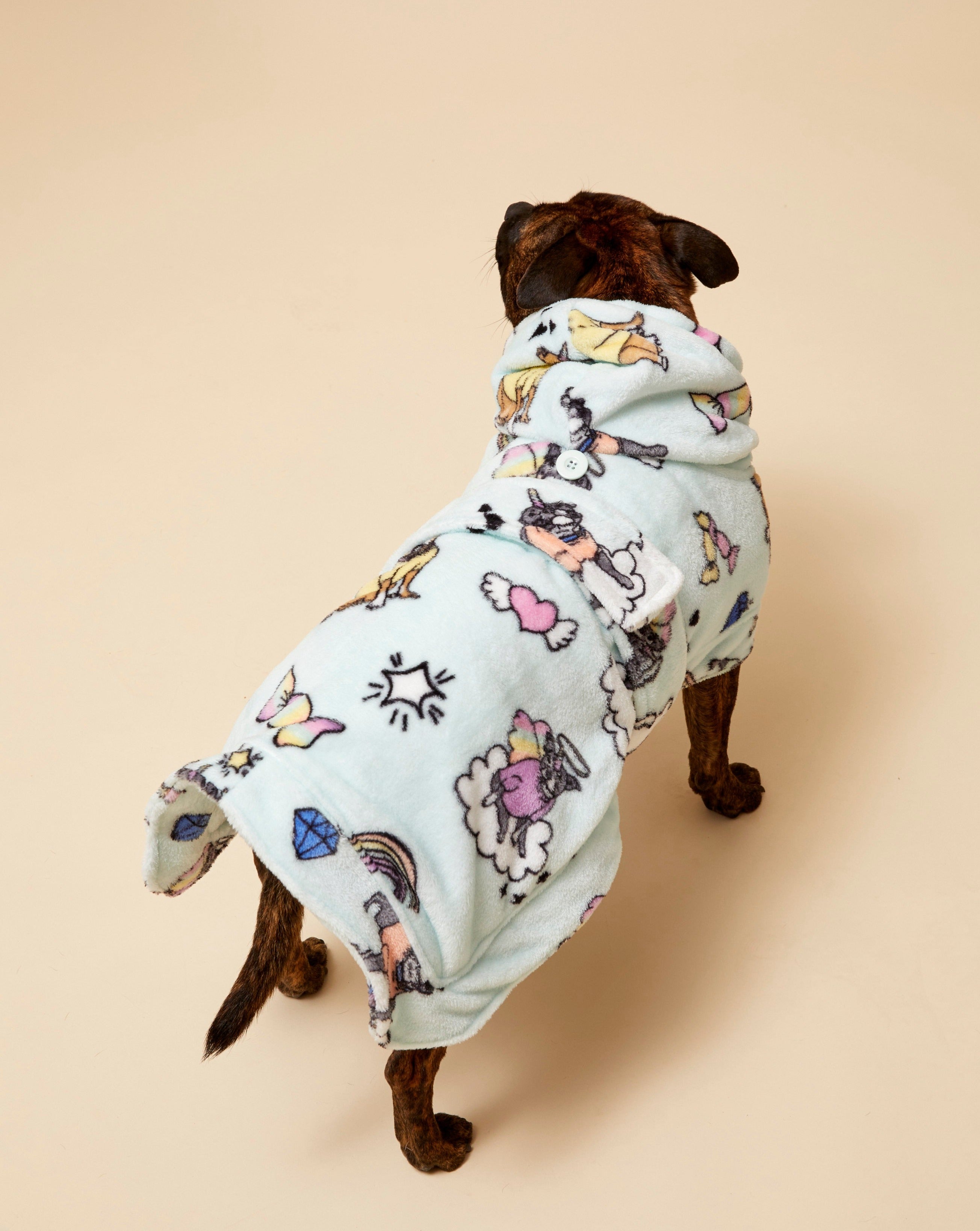 Darren and Phillip printed dog robe.