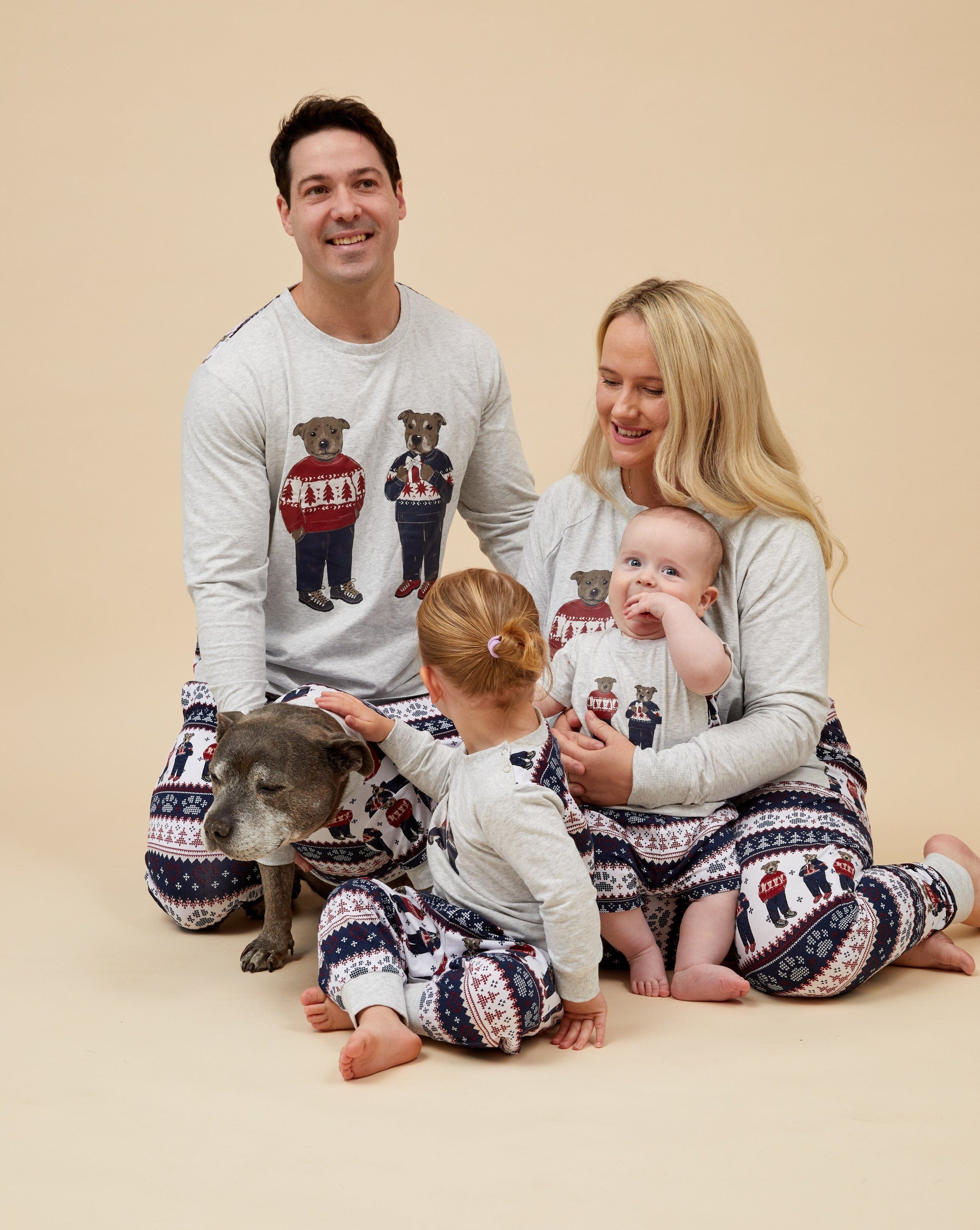 Darren and Phillip match your dog Christmas pyjamas.